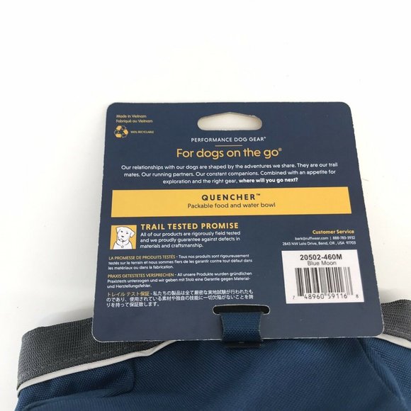 Ruffwear Quencher Blue Collapsible Dog Bowl Size M - Picture 2 of 3
